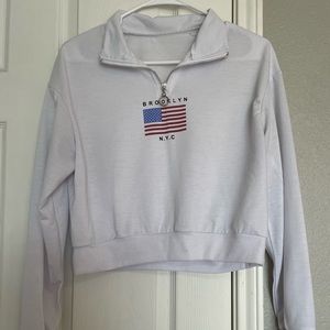 Cropped long sleeve white polo